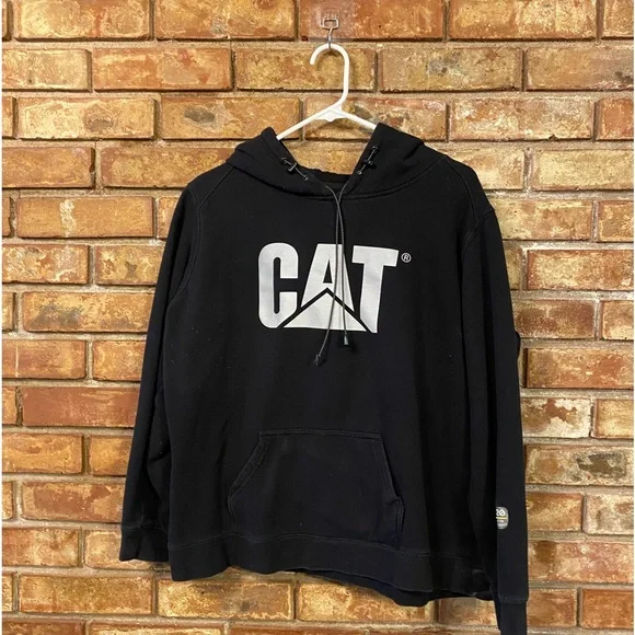 CAT black pullover workwear hoodie sz XL Caterpillar (is pilling)see description - Picture 1 of 7